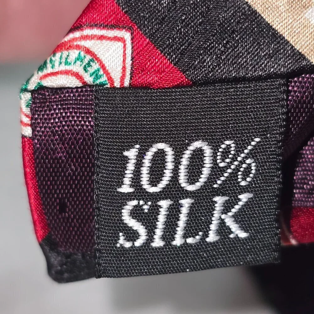 TABASCO 100% SILK TIE WHIMSICAL BLACK RED GOLD MENS EXCELLENT CONDITION
